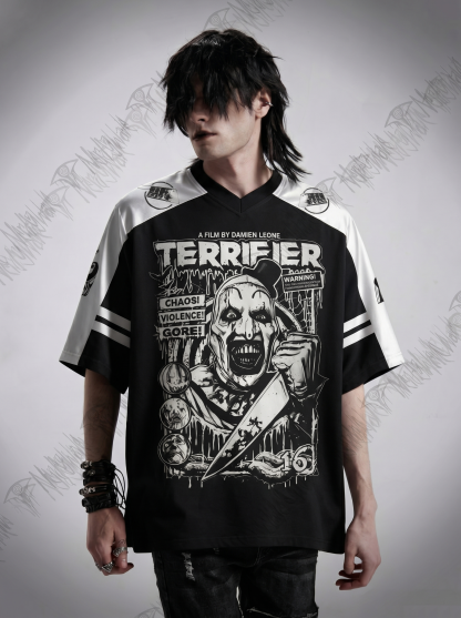 Vintage Warning Chaos Violence Bloodshed Oversized Jersey
