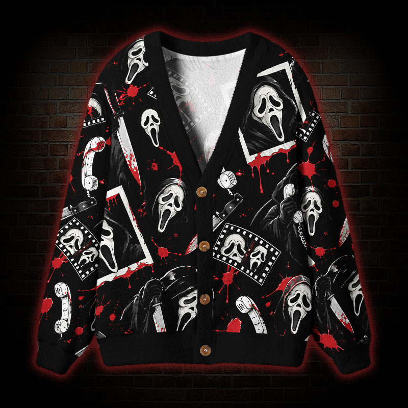 Ghostface Card Night Cardigan Sweater