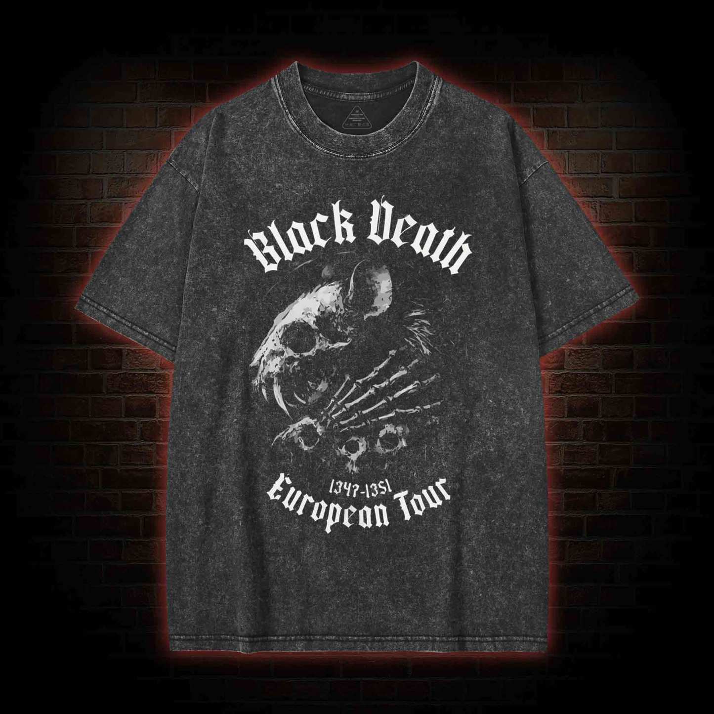 Black Death Plague Washed T-Shirt