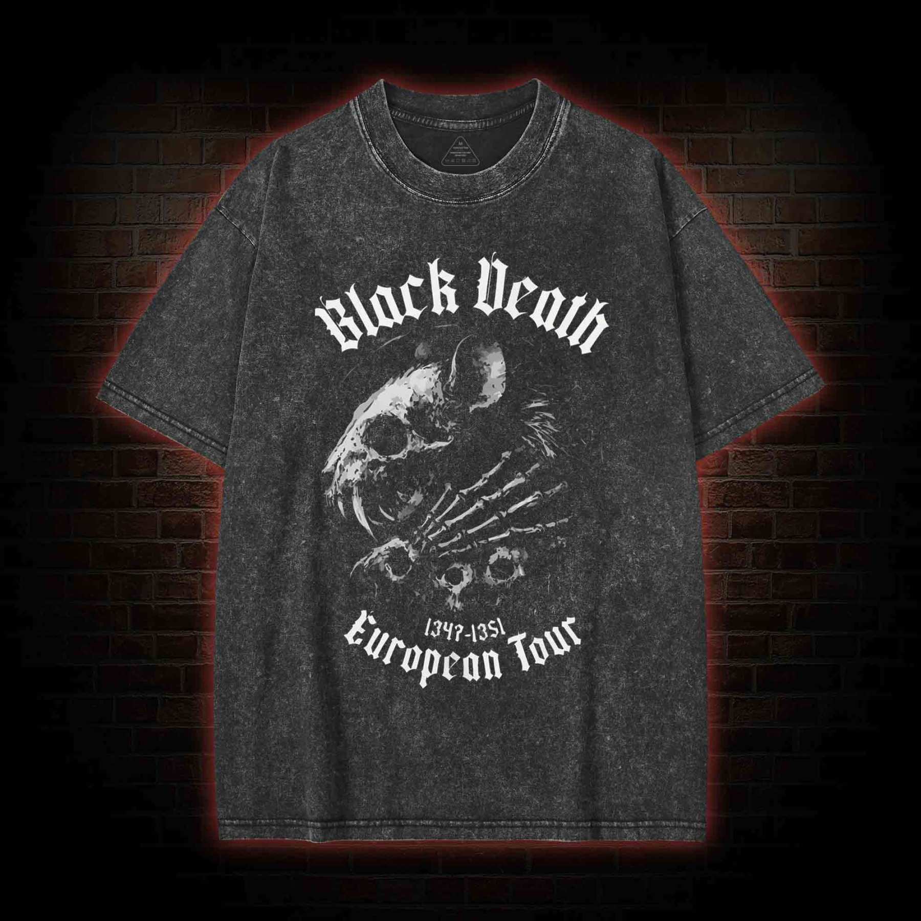Black Death Plague Washed T-Shirt