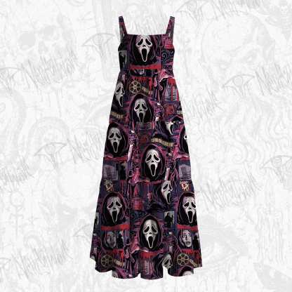 Horror Slasher Collage Wide Straps Maxi Dress