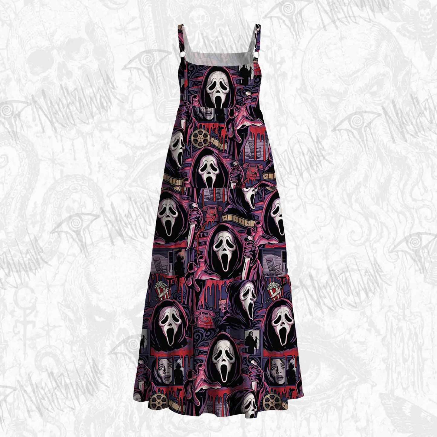 Horror Slasher Collage Wide Straps Maxi Dress