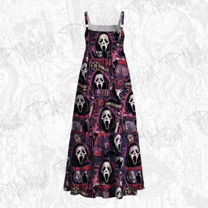 Horror Slasher Collage Wide Straps Maxi Dress