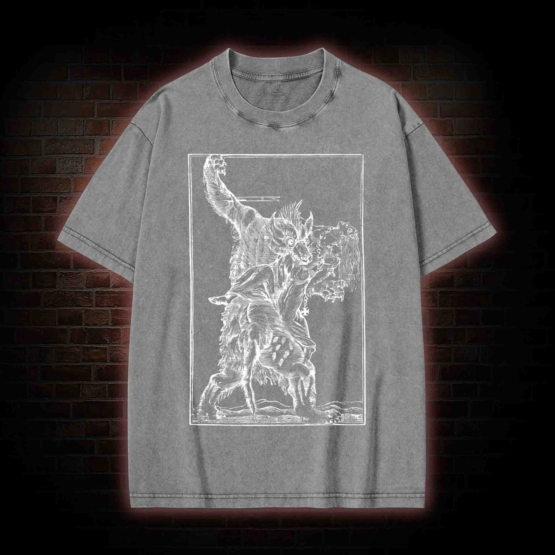 Werewolf Creepy Washed T-shirt