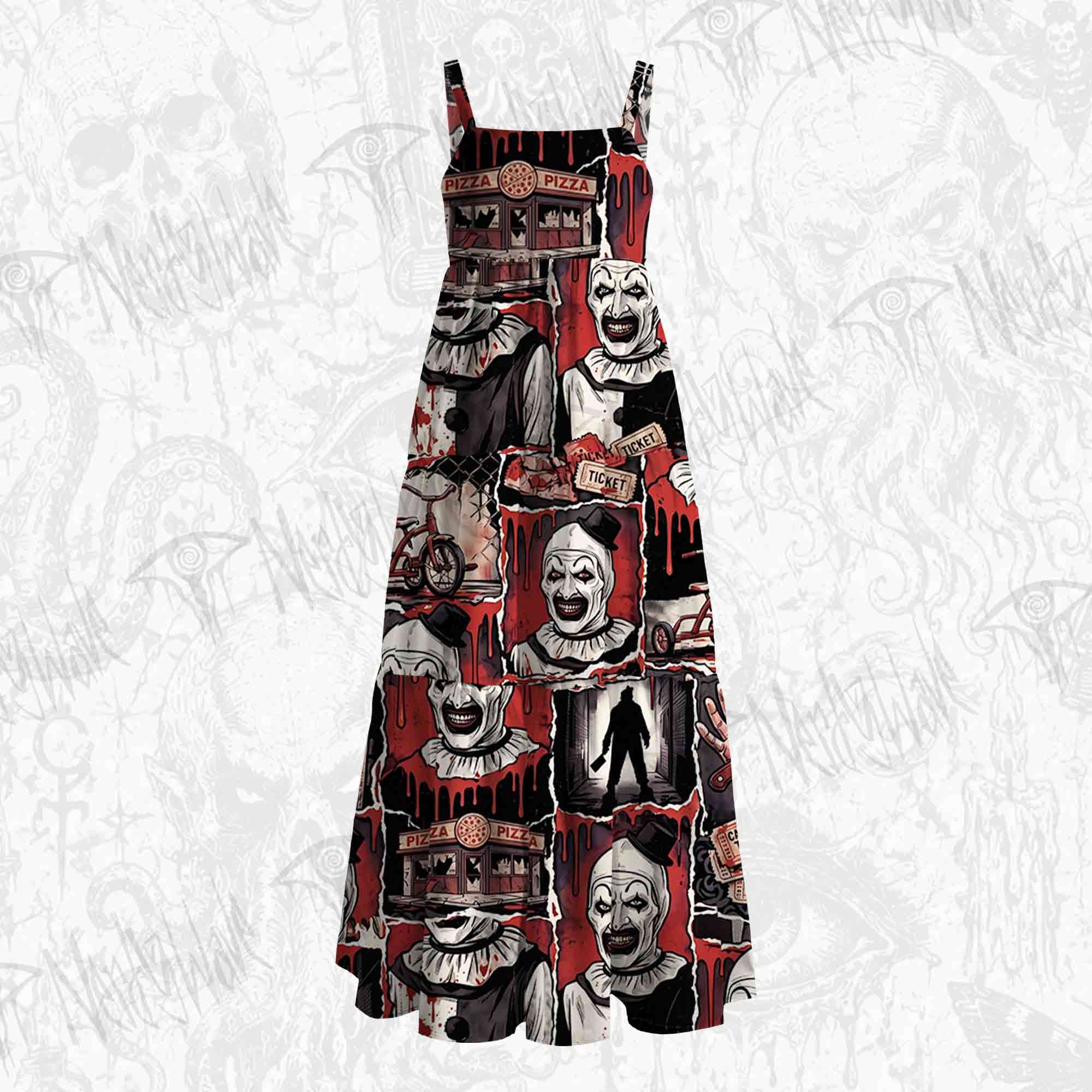 Horror Clown Grunge Wide Straps Maxi Dress