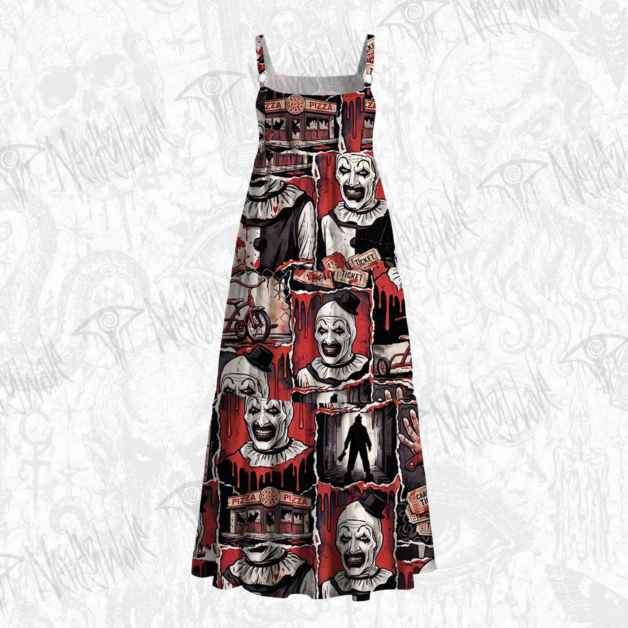Horror Clown Grunge Wide Straps Maxi Dress