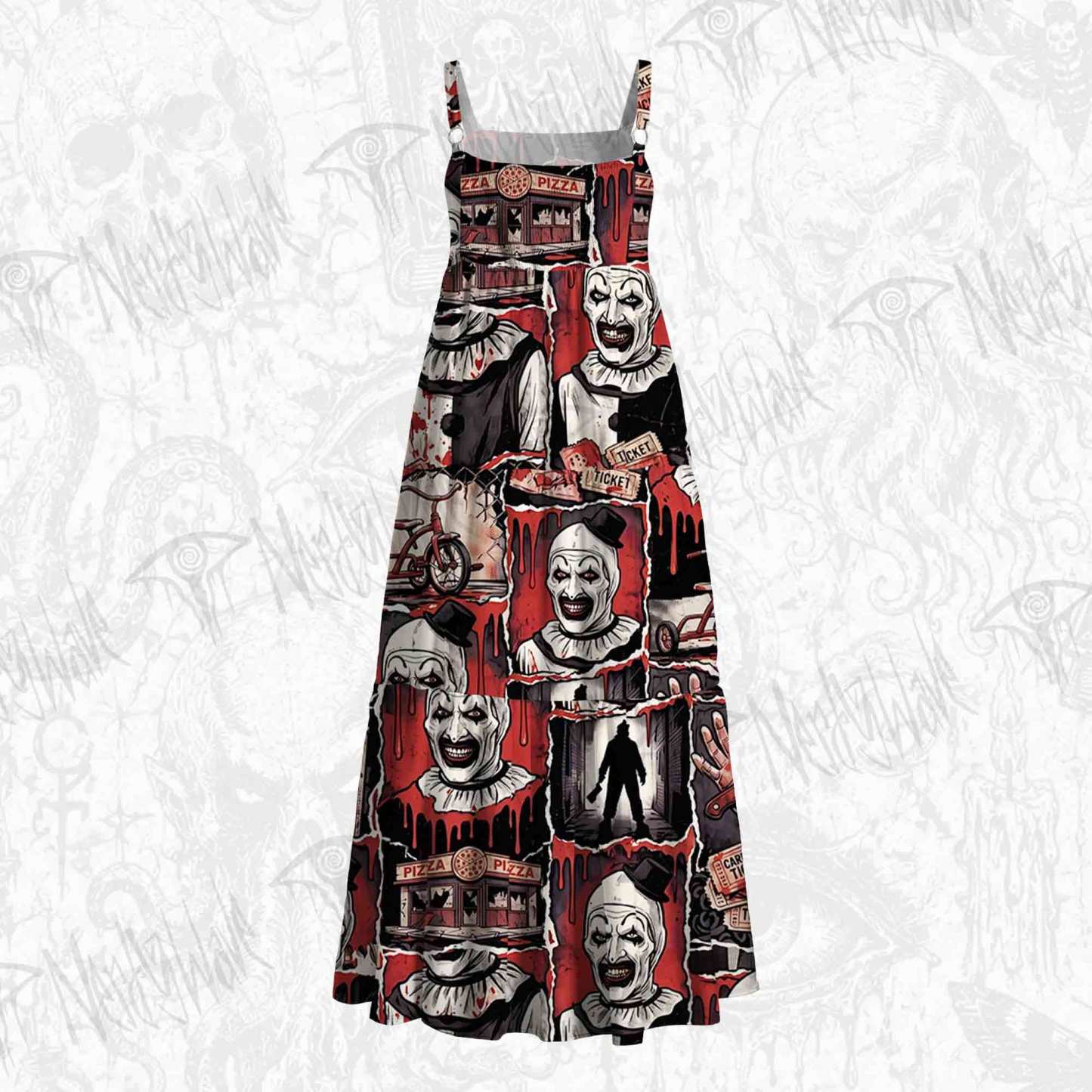 Horror Clown Grunge Wide Straps Maxi Dress