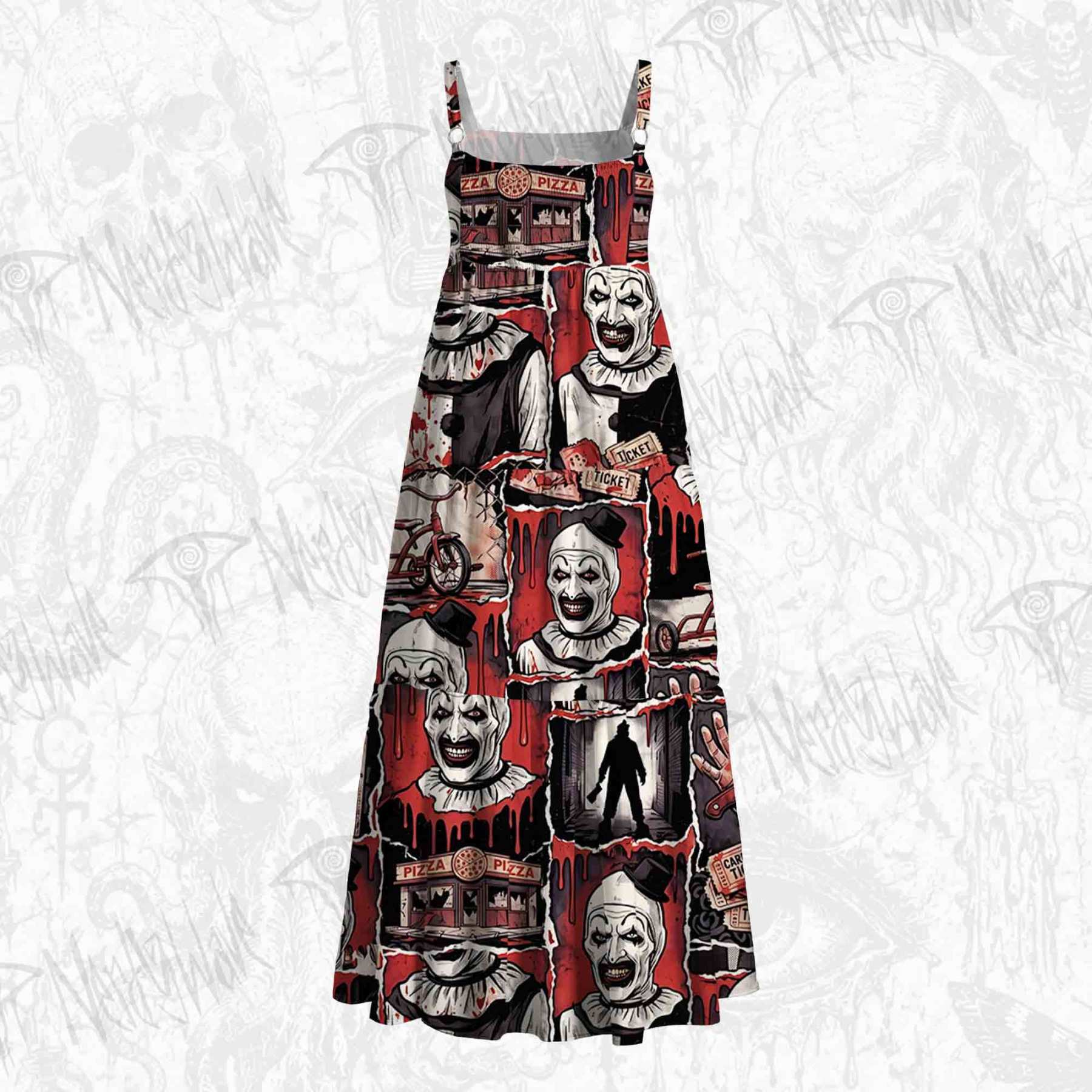 Horror Clown Grunge Wide Straps Maxi Dress