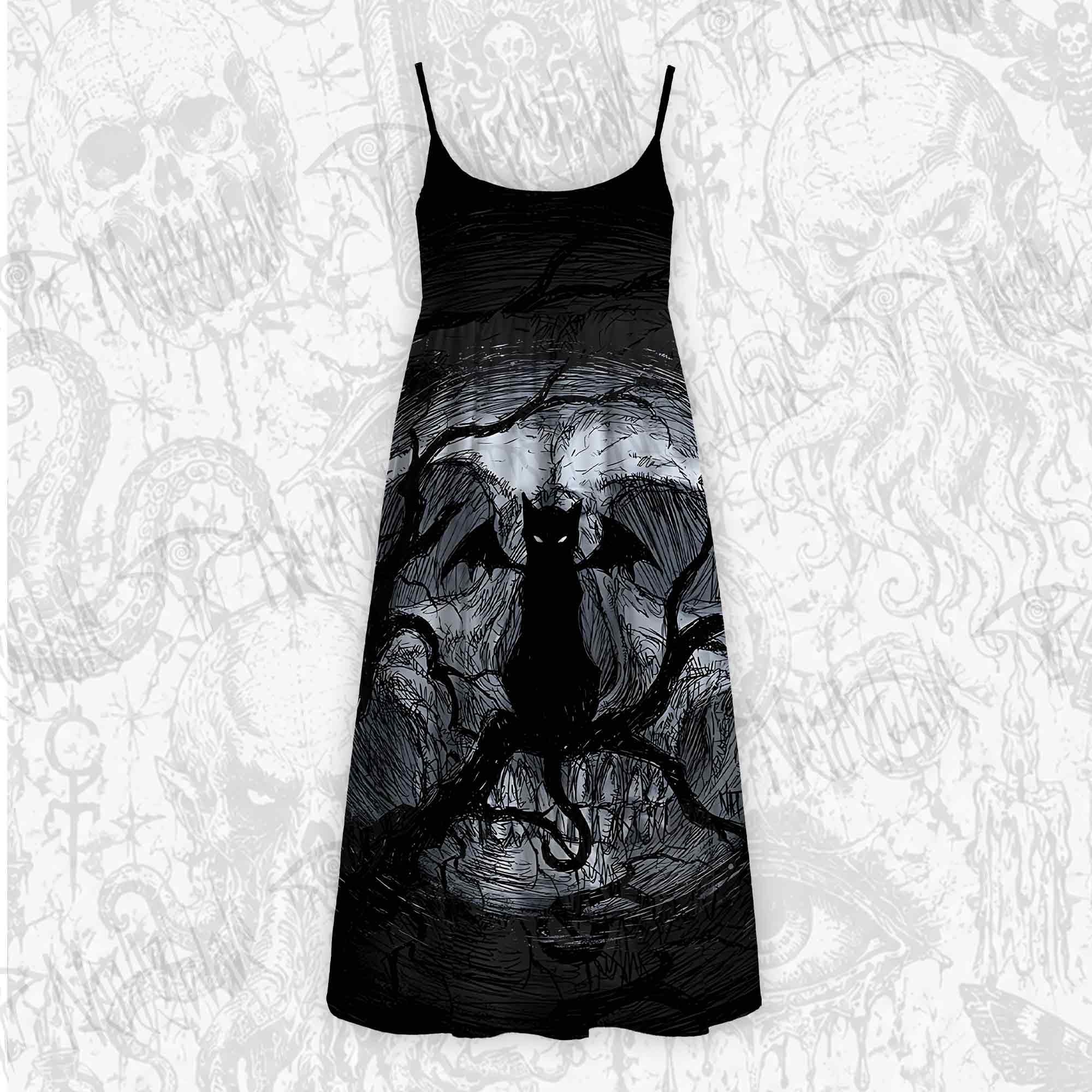 Celestial Cheshire Cat Galaxy Strap Midi Sundress