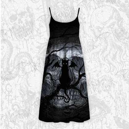 Celestial Cheshire Cat Galaxy Strap Midi Sundress