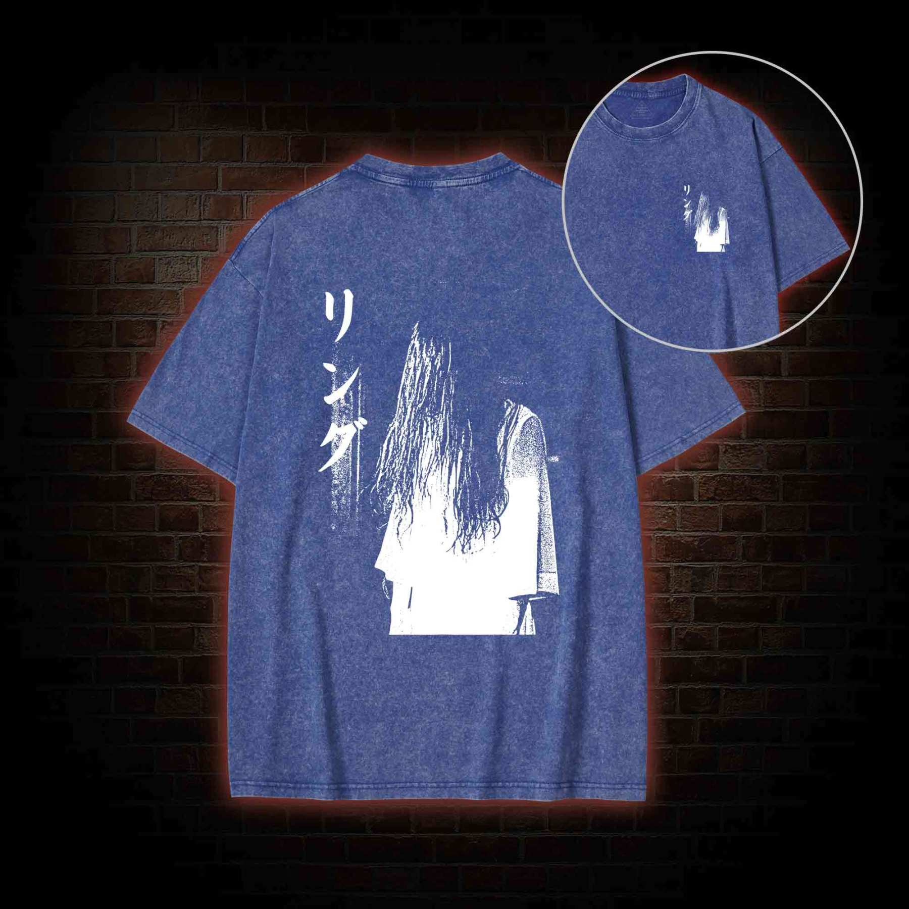 Vintage Ghost Back Print Washed T-shirt