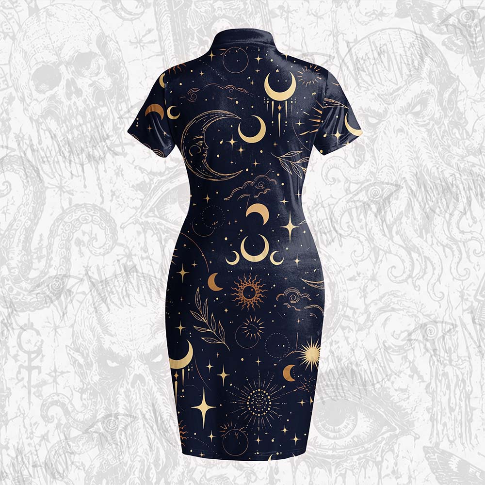 Celestial Aesthetic Velvet Mini Dress