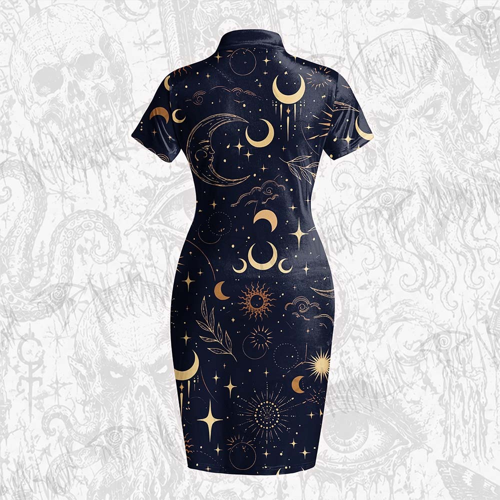 Celestial Aesthetic Velvet Mini Dress