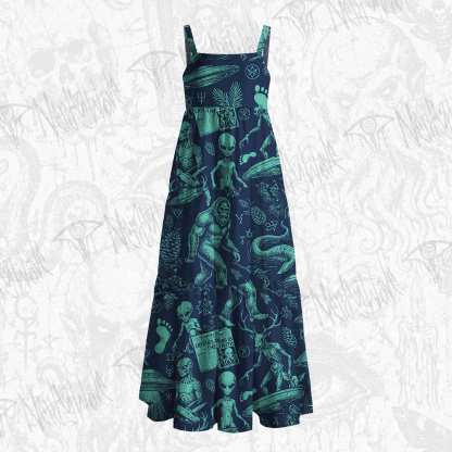 Cryptid UFO Lake Monster Bigfoot Wide Straps Maxi Dress