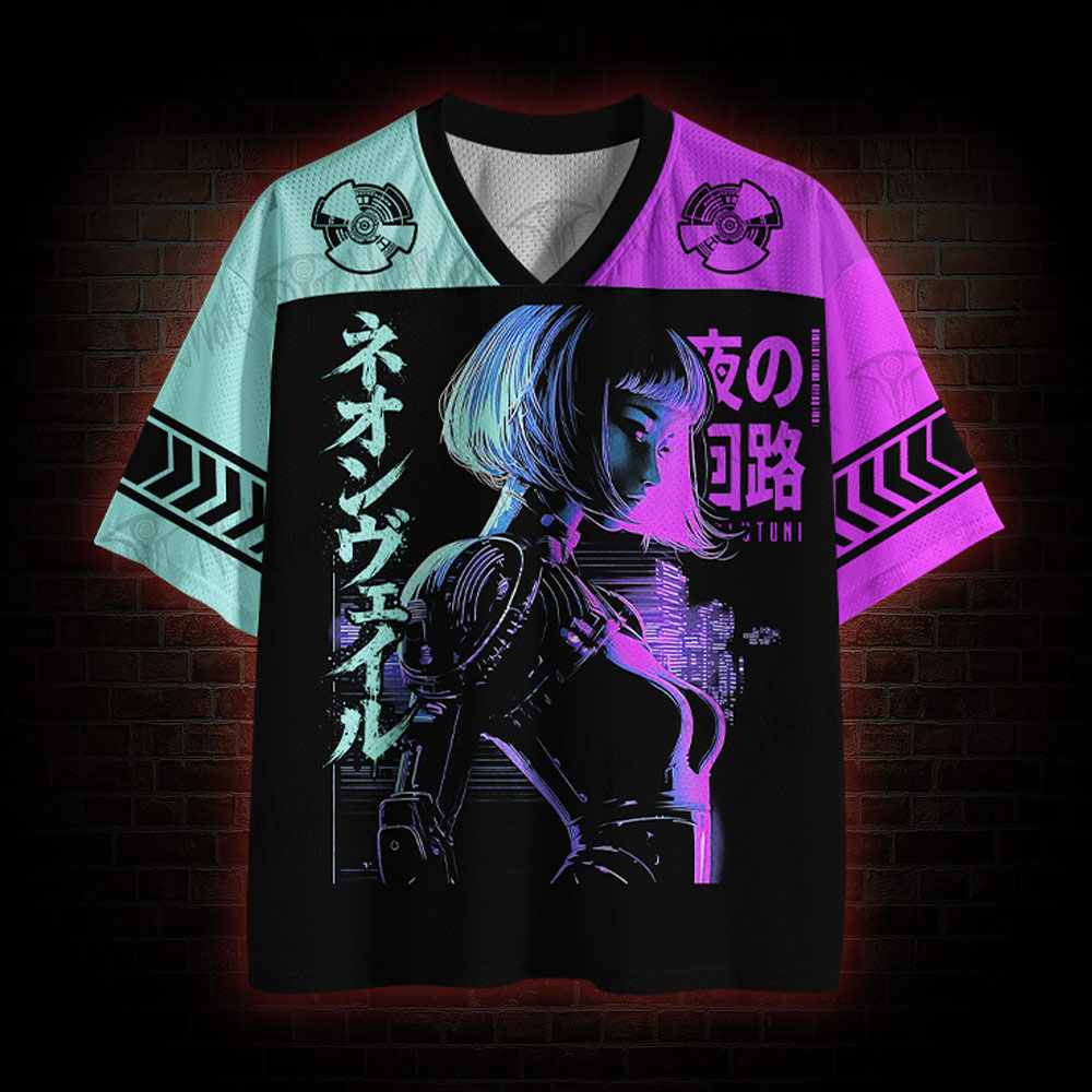 Neon Cyberpunk Girl Mesh Jersey