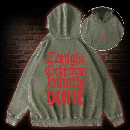 Gehrman Joins The Hunt Back Print Washed Hoodie