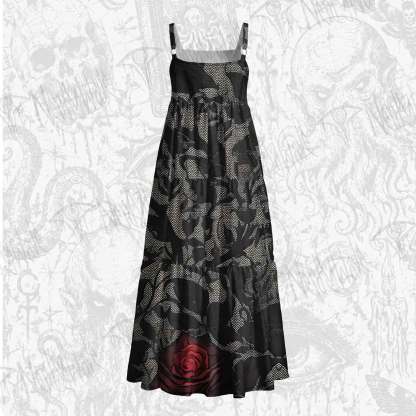Occult-chic Flowers Wide Straps Maxi Dress