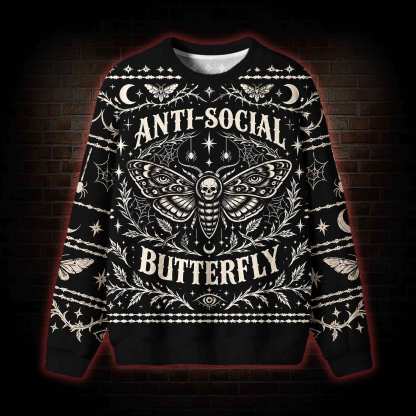 Anti Social Butterfly Ugly Sweatshirts