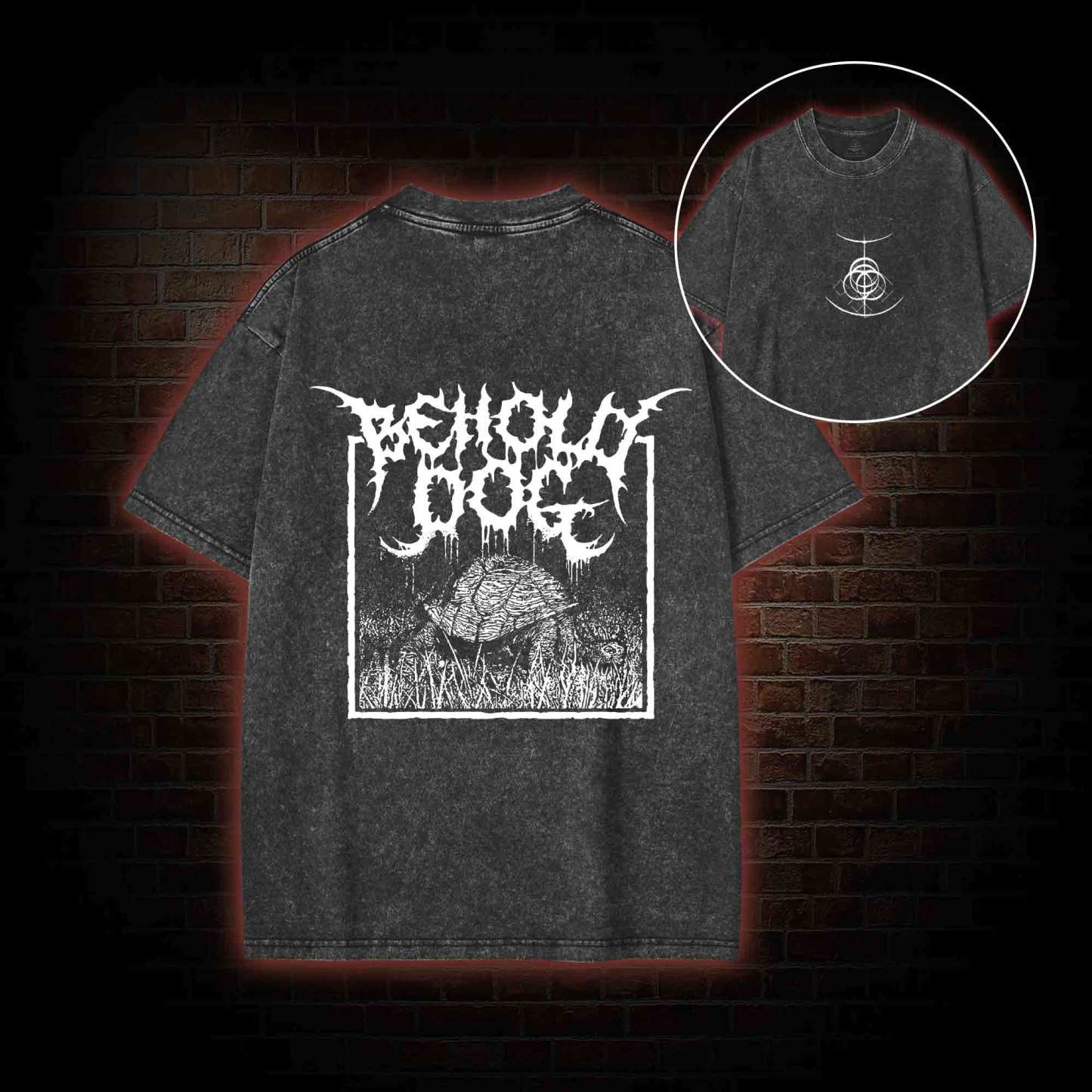 Behold Dog Back Print Washed T-shirt