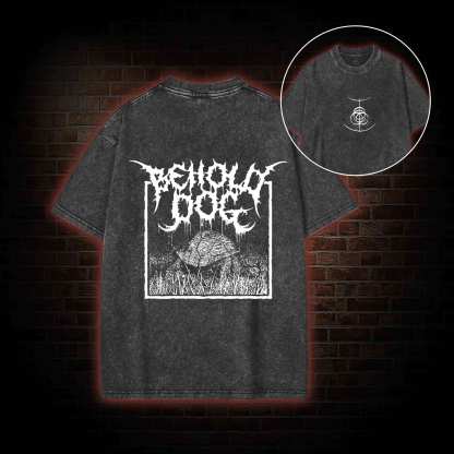 Behold Dog Back Print Washed T-shirt