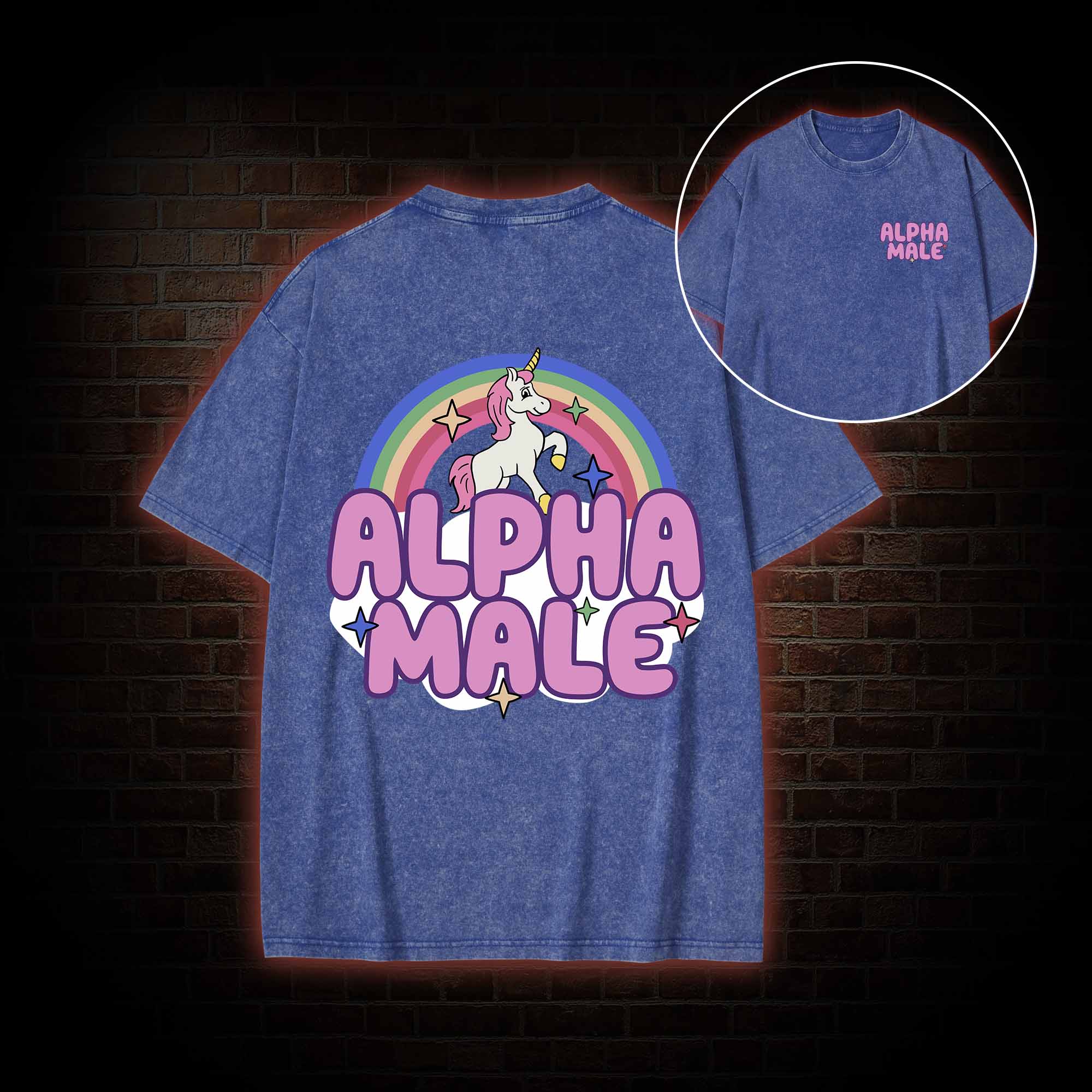Alpha Male Back Print Washed T-shirt