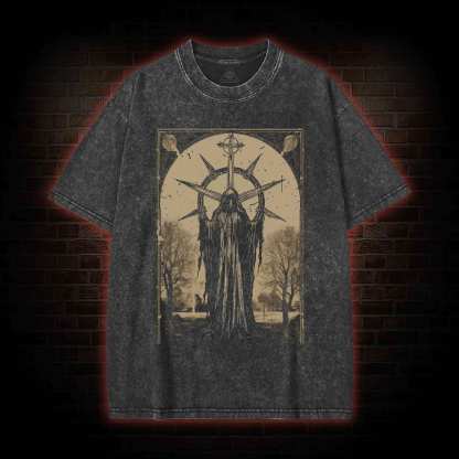 Death in Cloak Tarot Card Washed T-Shirt