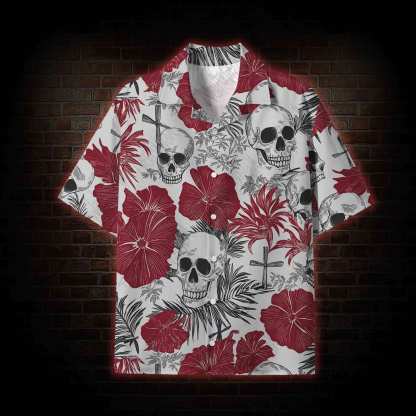 Poppy and Skull Lightweight Hawaiian Shirt