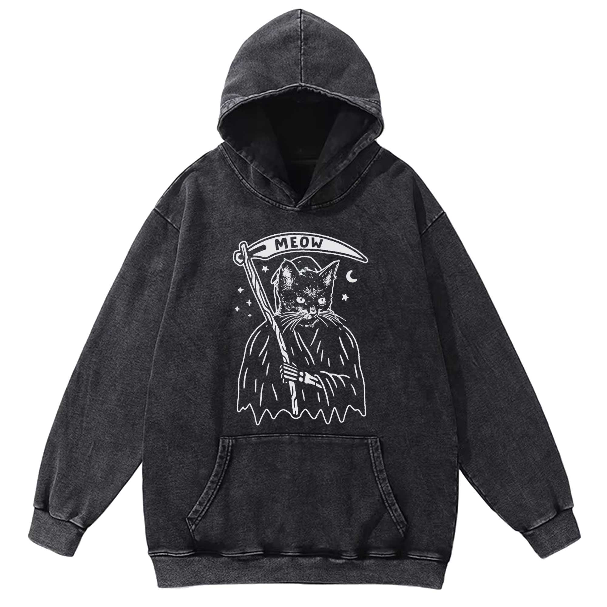 Death Meow Washed Hoodie
