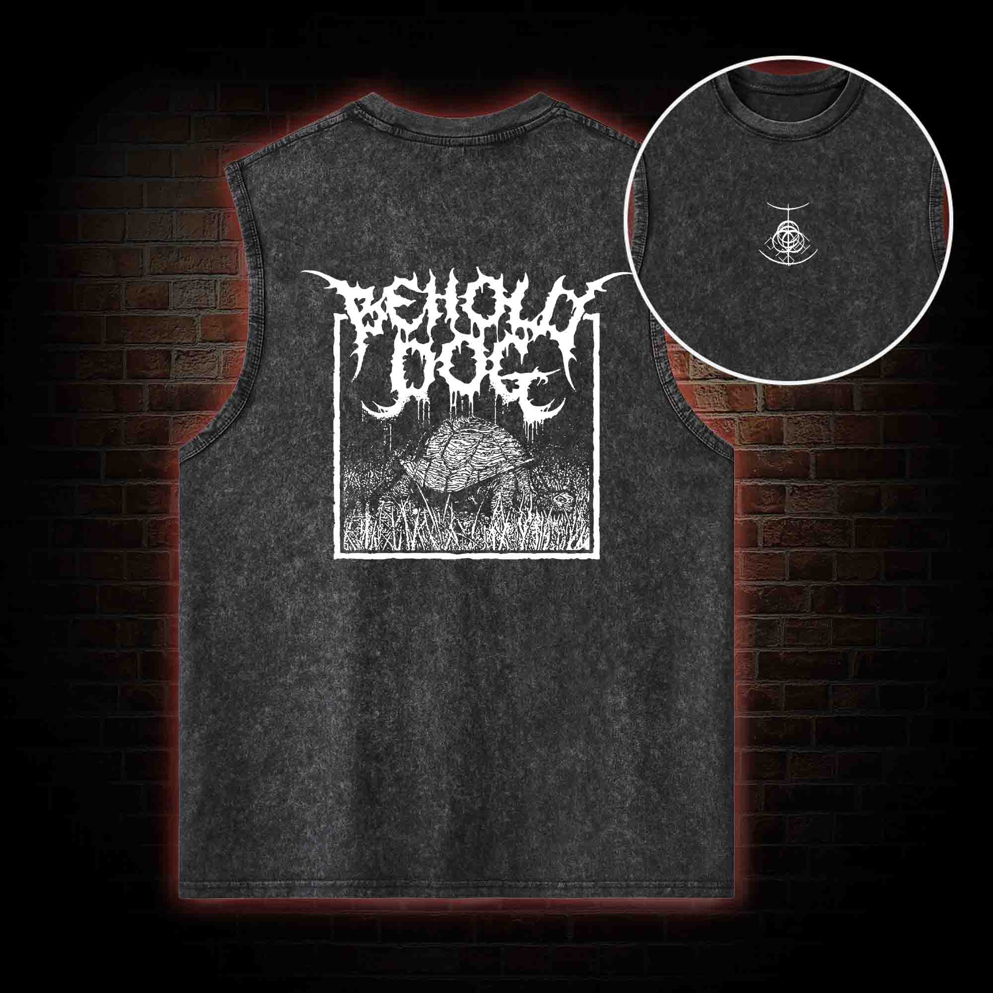 Behold Dog Back Print Washed Tank Top