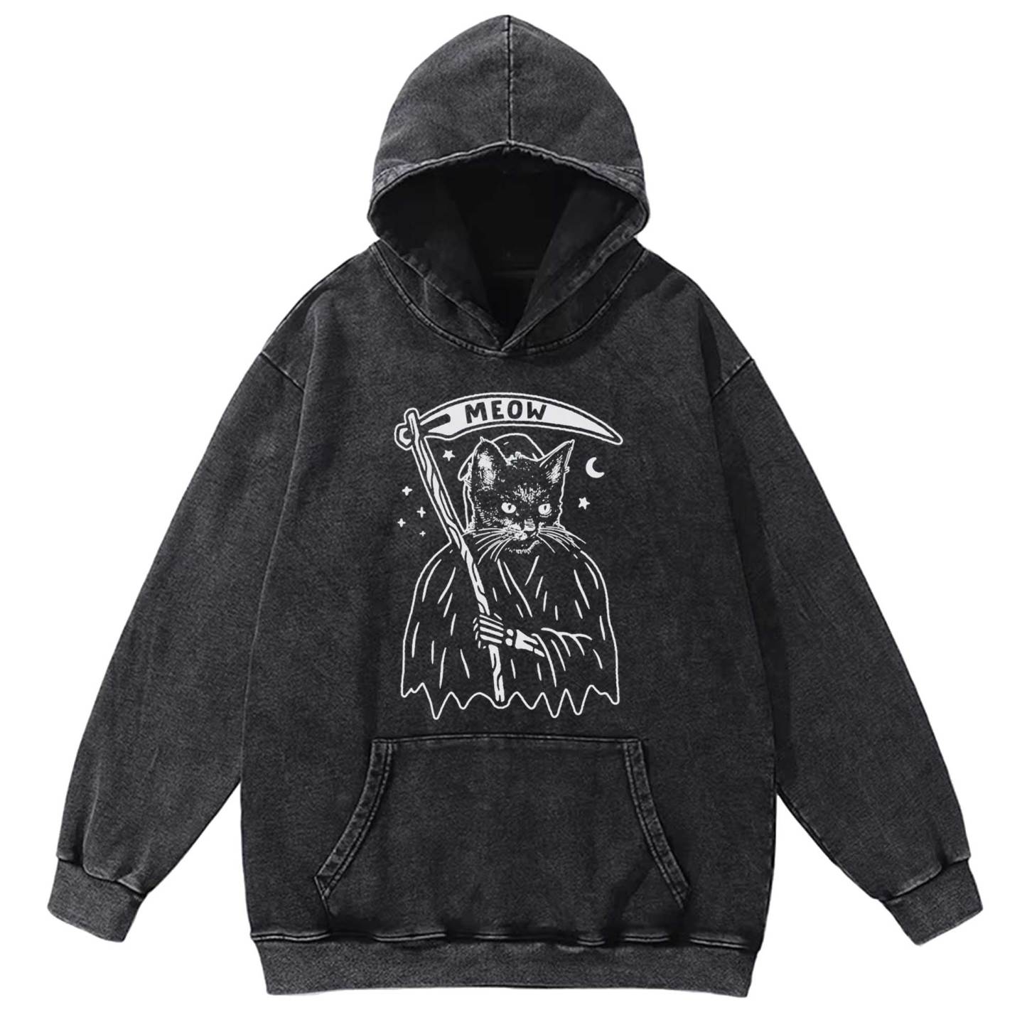 Death Meow Washed Hoodie