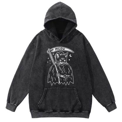 Death Meow Washed Hoodie