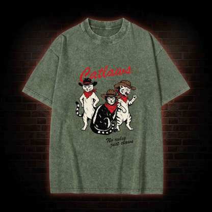Vintage Cowboy Cat Washed T-shirt