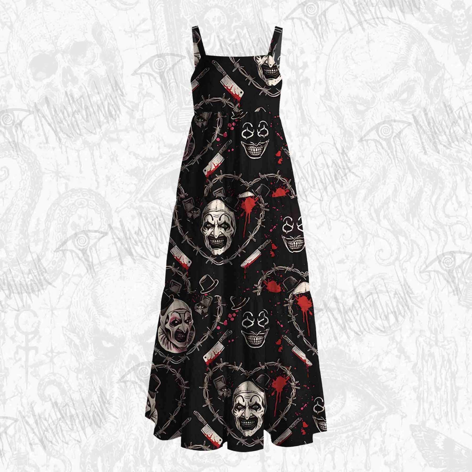 Barbed Wire Horror Clown Wide Straps Maxi Dress