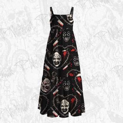 Barbed Wire Horror Clown Wide Straps Maxi Dress