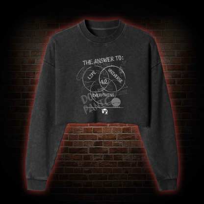 Life Universe Everything Washed Cropped Sweatshirts