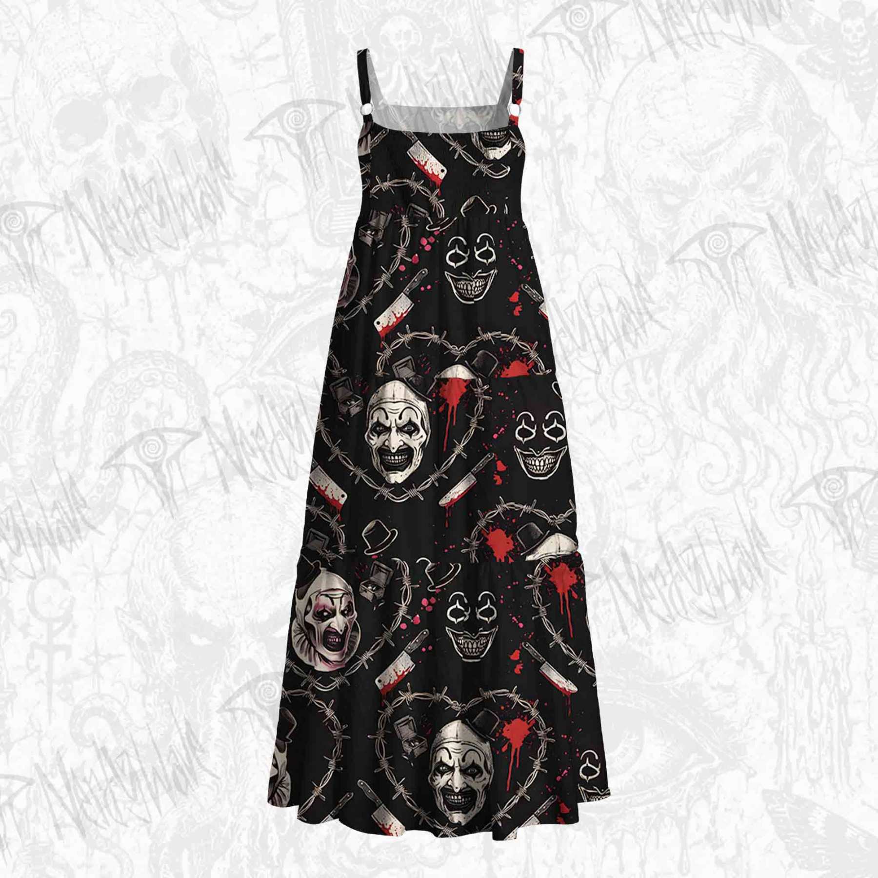 Barbed Wire Horror Clown Wide Straps Maxi Dress