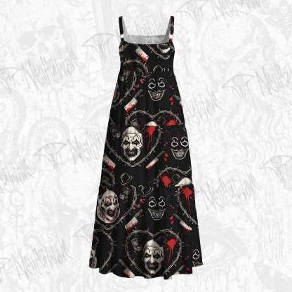 Barbed Wire Horror Clown Wide Straps Maxi Dress