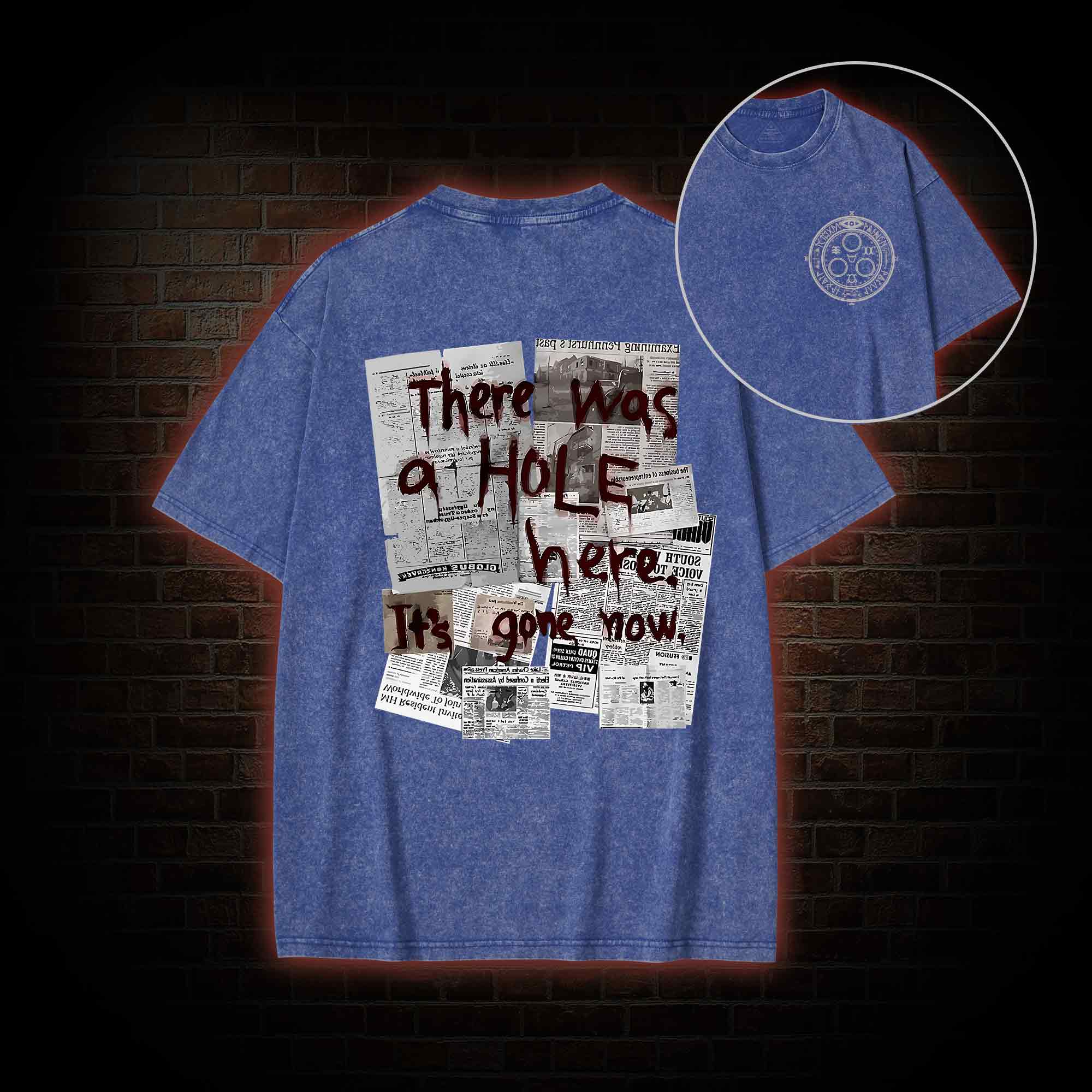 There Was a Hole Back Print Washed T-shirt