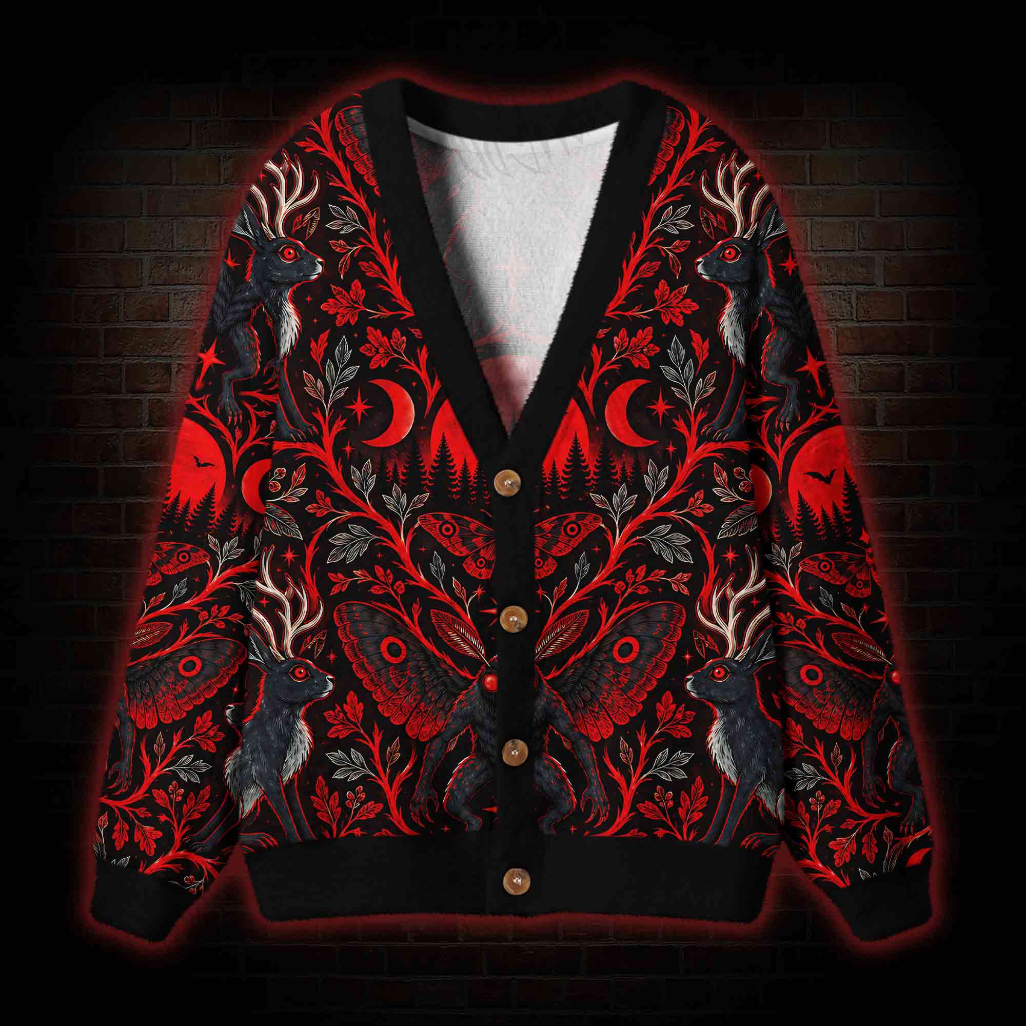 Crimson Omen Cardigan Sweater