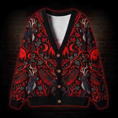 Crimson Omen Cardigan Sweater
