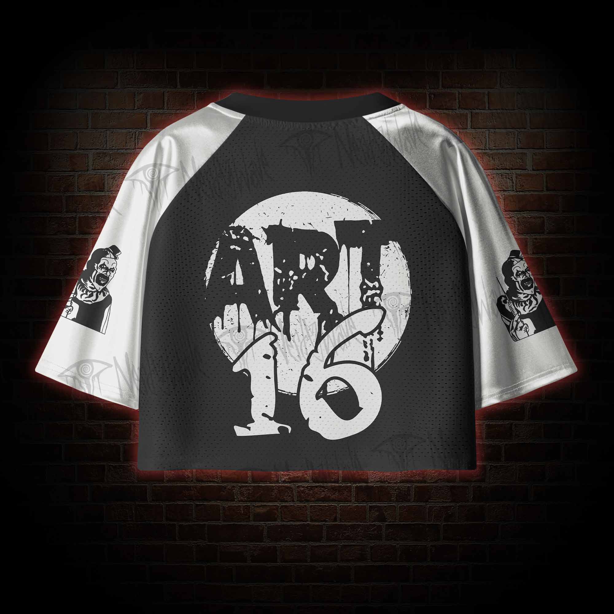 Warning Chaos Violence Bloodshed Women's Cropped Mesh Jersey