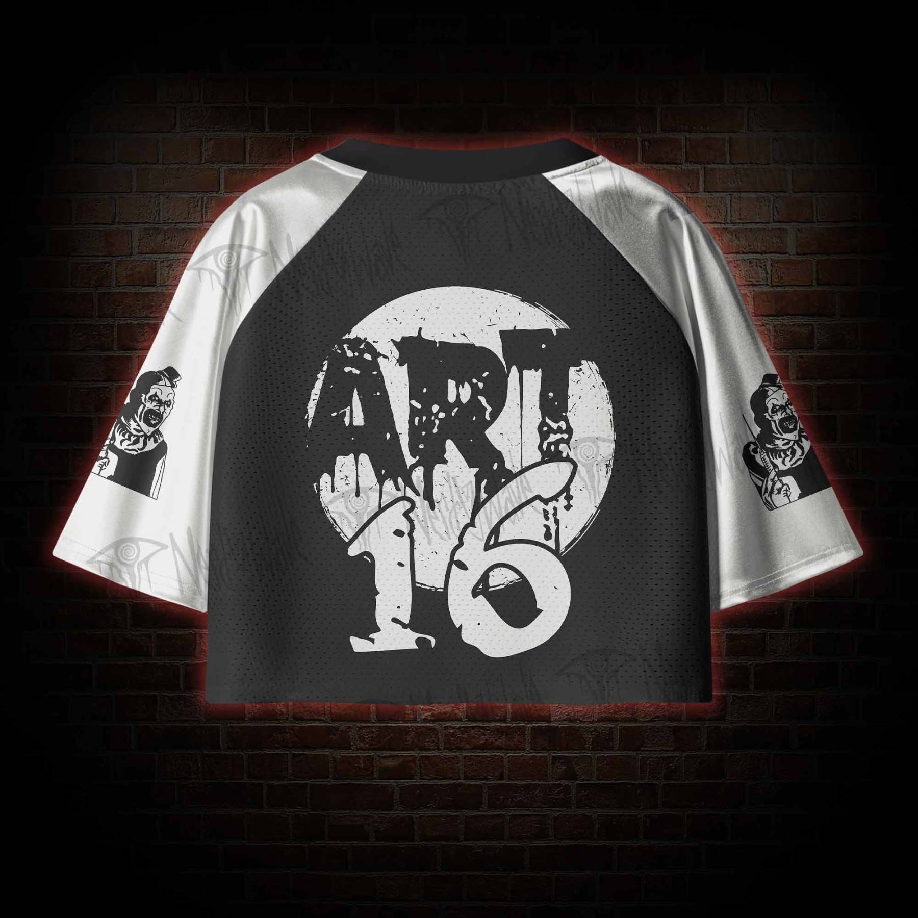 Warning Chaos Violence Bloodshed Women's Cropped Mesh Jersey