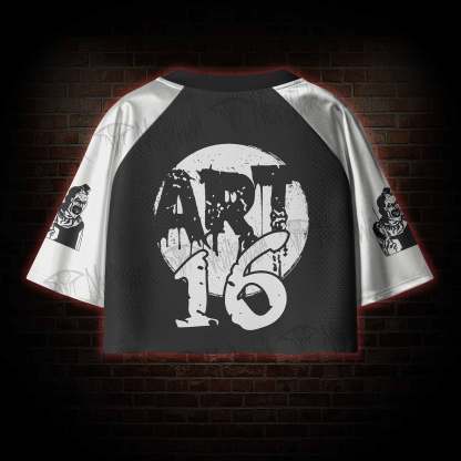 Warning Chaos Violence Bloodshed Women's Cropped Mesh Jersey