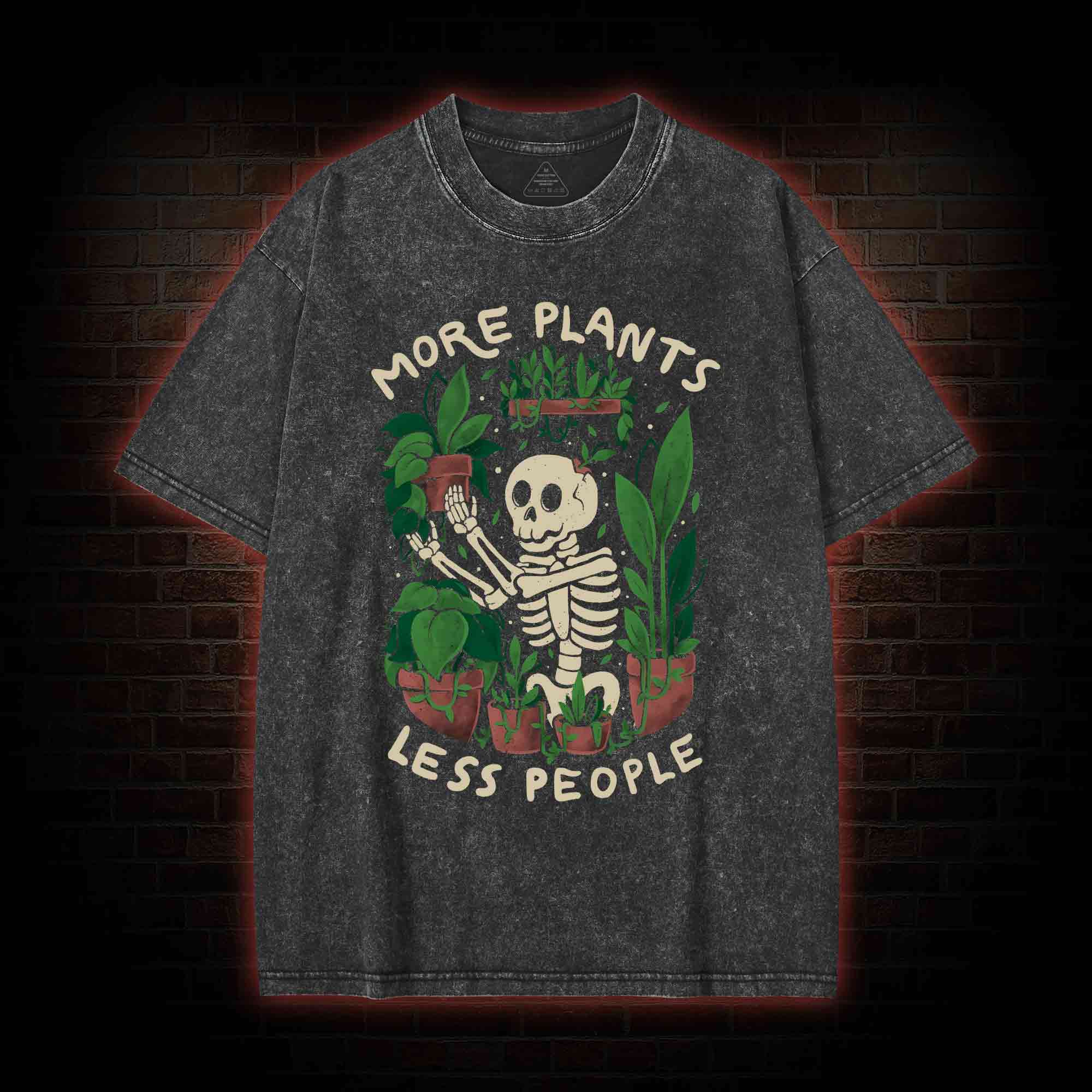 More Plants Less People Washed T-shirt