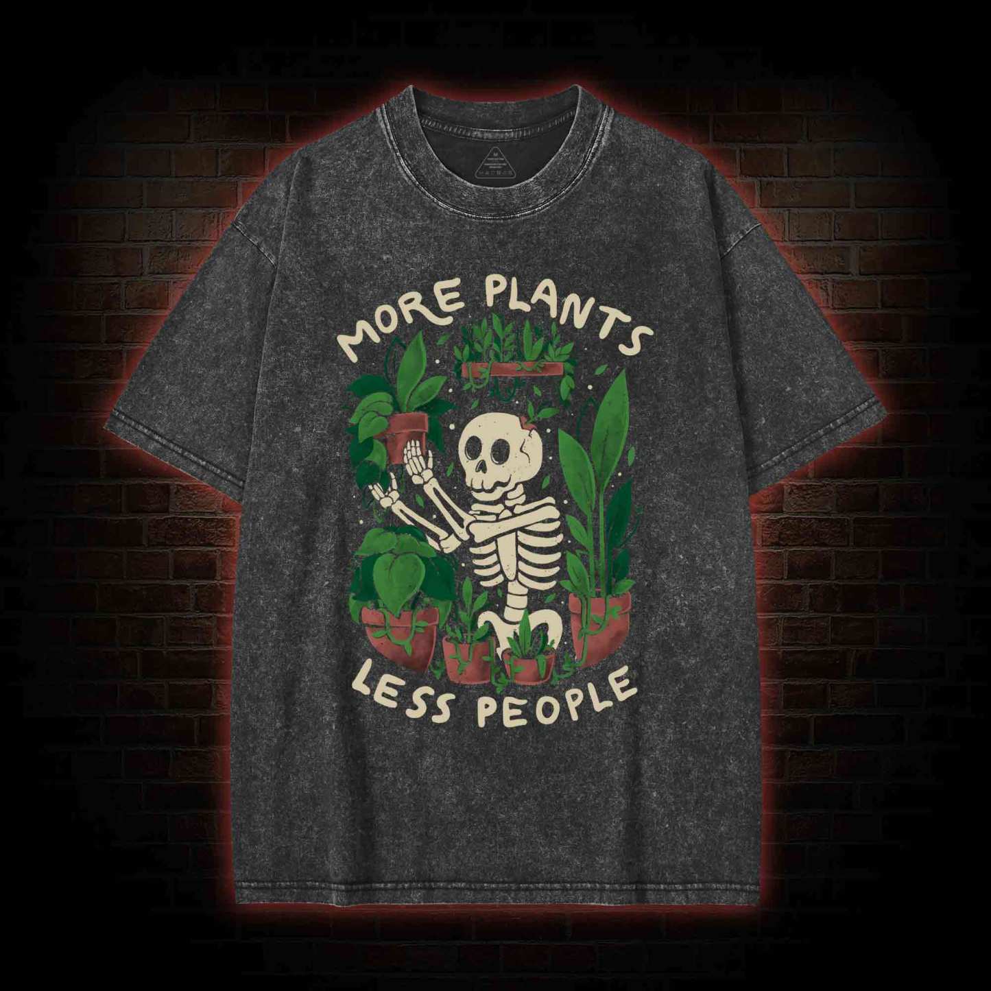 More Plants Less People Washed T-shirt