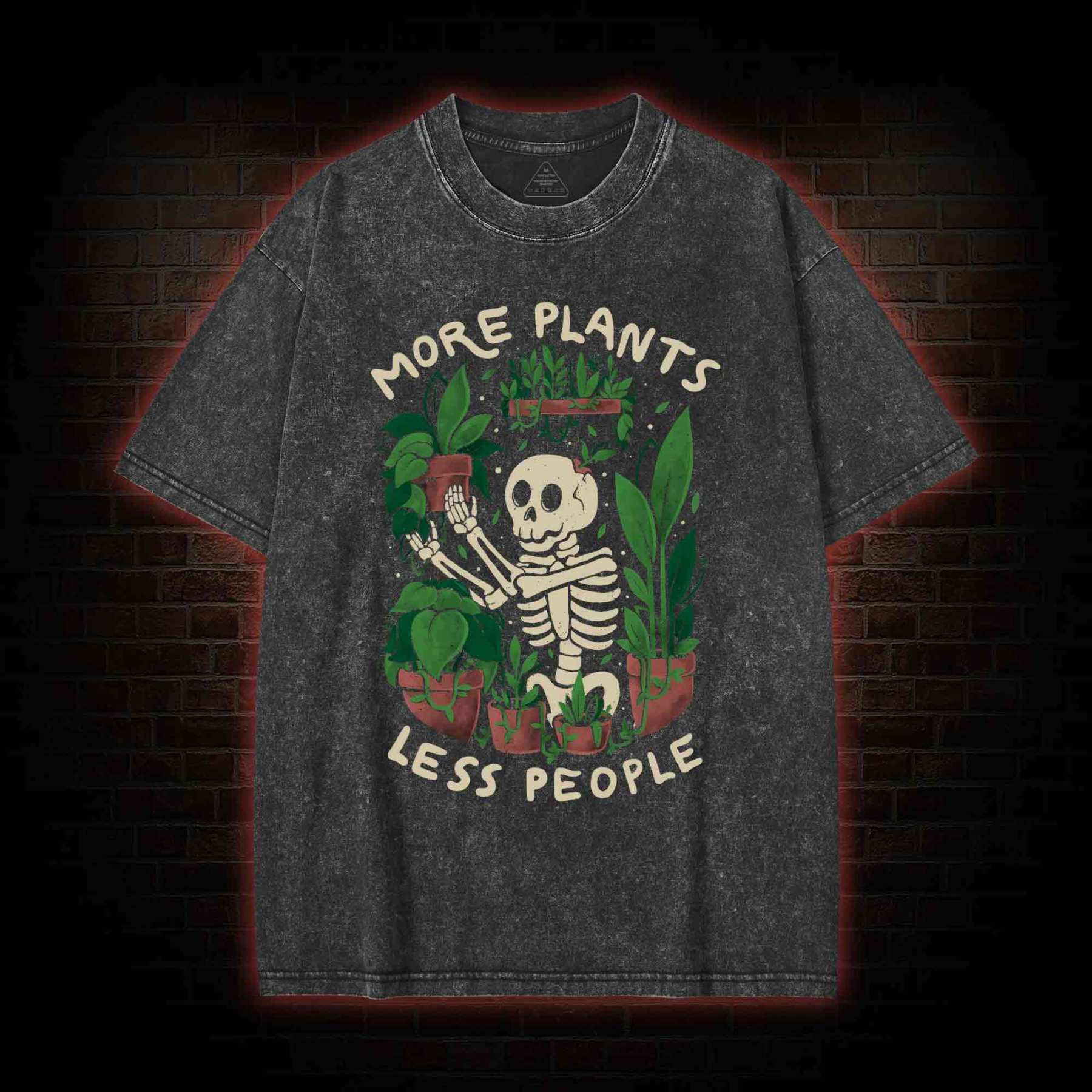 More Plants Less People Washed T-shirt