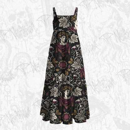 Vintage Dionysus Grape Wine God  Wide Straps Maxi Dress