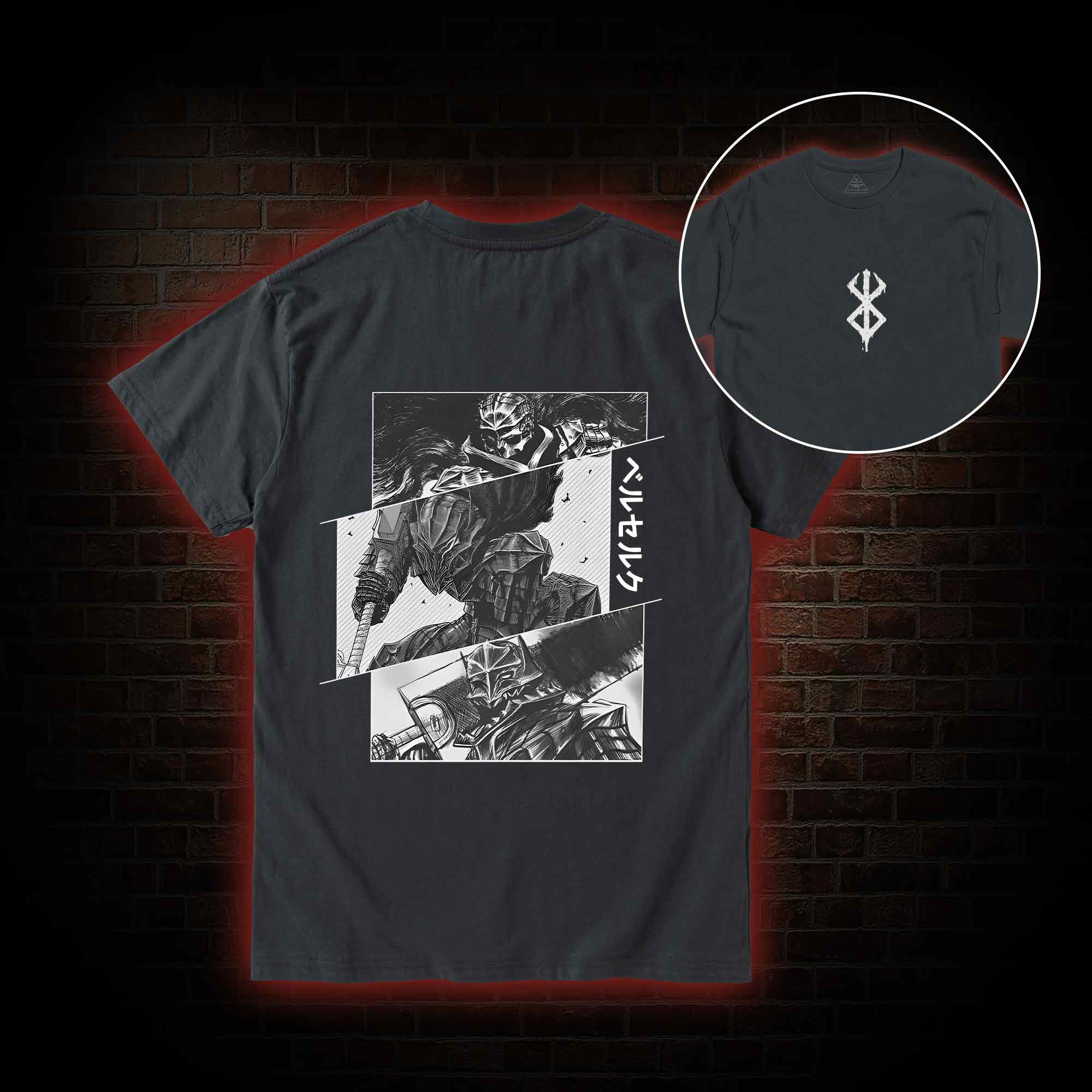 Black Swordsman Back Print T-Shirt