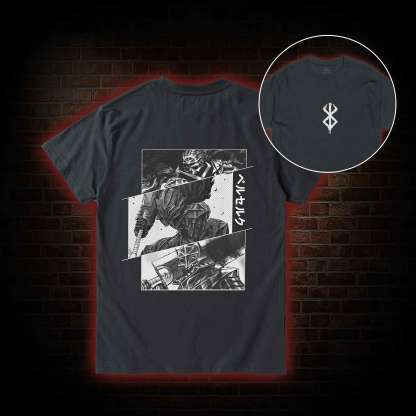 Black Swordsman Back Print T-Shirt