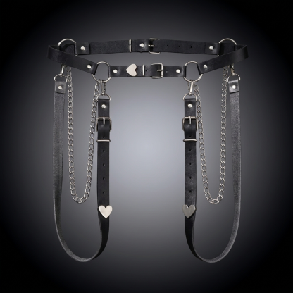 Punk PU Leather Waist Chain Belt